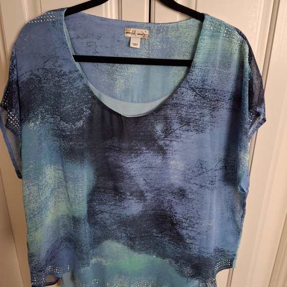Ombre Scoop-Neck Tunic in Blue-Green by - Picture 2 of 11